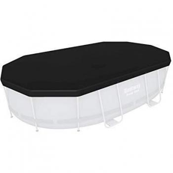 Bestway Abdeckplane 418x230 cm, grau, für Pool 424x250x100 cm Flowclear Lona de PVC 418 x 230 cm, gris, para piscina Power Steel Oval 424 x 250 x 100 cm, color