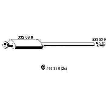 Silenciador Intermedio ERNST 332088 para FORD Transit Mk6 Van