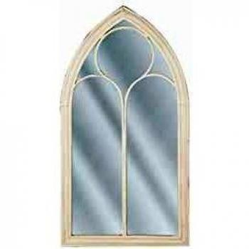 Espejo de pared de metal blanquecino efecto envejecido forma de ventana vintage 113x62 cm Trelly