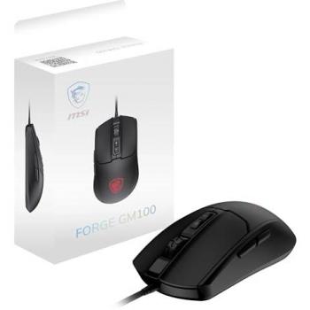 RATÓN GAMING MSI FORGE GM100 - ÓPTICO USB, CABLEADO, AMBIDIESTRO, 6400 DPI, RGB, 7 BOTONES
