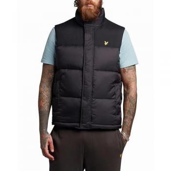 Lyle & Scott Men's Wadded Gilet - Jet Black - XXL - Male - Sleeveless Zip-Up Gilet with Pockets