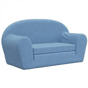 Sofá Cama Infantil 2 Plazas Azul de Felpa Suave