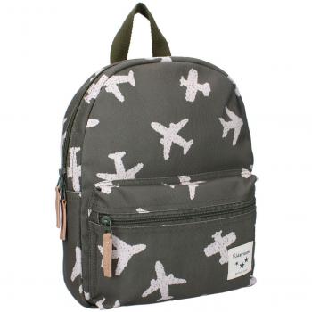 Mochila Infantil Kidzroom Adore More Verde con Diseño de Aviones