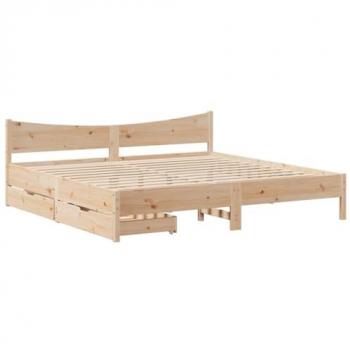 Estructura de cama con cajones de madera maciza de pino 180x200 cm Marrón