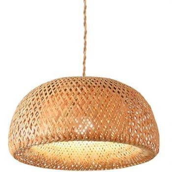 Lámpara Colgante LED de Mimbre 'Hanna' - Diseño Vintage, 45 cm, Casquillo E27 Negro, Ideal para Salón y Comedor
