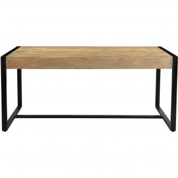 Mesa de comedor de madera de mango maciza y metal negro 175 cm BERGEN