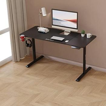 Escritorio Rectangular Ajustable en Altura Eléctrico Hayward 72-117 x 140 x 60 cm Aglomerado/Metal Negro con Alfombrilla de Ratón XXL y 2 Opciones de Memoria