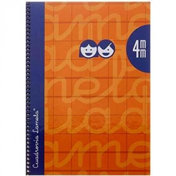 CUADERNO 4º FORRADO CUADROVIA 4MM 80H TAPA DURA NARANJA