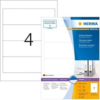 Etiquetas para Archivos HERMA 4291, 192 x 59 mm, Blancas, Opaque, Autoadhesivas, 400 Etiquetas (100 Hojas)