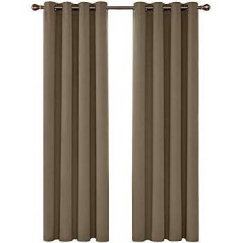 Deconovo Cortina Opaca para Habitación Térmica Aislante con Ojales 2 Paneles 140 x 260 cm Caqui