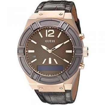 GUESS Men's Stainless Steel Connect Smart Watch - Amazon Alexa, iOS and Android Compatible, Color: Brown (Model: C0001G2)