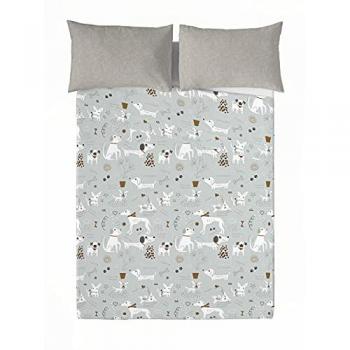 Sábana Encimera Panzup Dog 3 - 260 x 270 cm, juego de sábanas de 3 piezas con diseño de perros