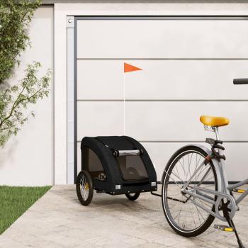 Remolque de bicicleta para mascotas negro de tela Oxford y hierro