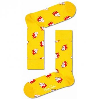 Happy Socks Bunny Design Colorful Crew Socks - White & Red, Size 36-40
