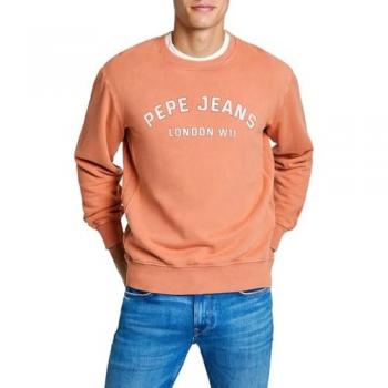Sudadera de Hombre Pepe Jeans Aldridge Crew Naranja, Algodón Orgánico, Sostenible, Tamaño S