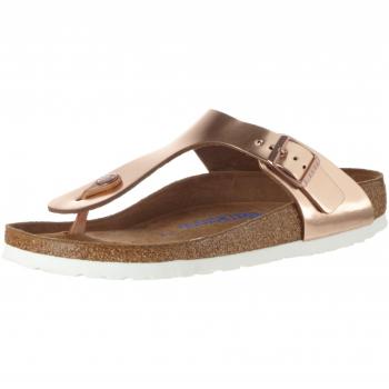 BIRKENSTOCK Gizeh Leder Softfootbed, Chanclas Mujer, Marrón, 41 EU