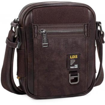 Lois - 96619 Bolso Hombre Bandolera al Hombro. Tipo Cartera Mensajero. Cierre con Cremallera y Bandolera Ajustable. 2 Bolsillos Exteriores. Piel sintética Polipiel, Color Marron