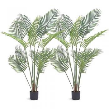 Árbol Artificial de Palma Areca 153 cm con Maceta - Planta Falsa Verde de PE, Decoración para Hogar y Oficina, Resistente y Estable