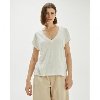 Camiseta De Mujer Mezcla Lino De System Action - Modelo CT414 Blanco