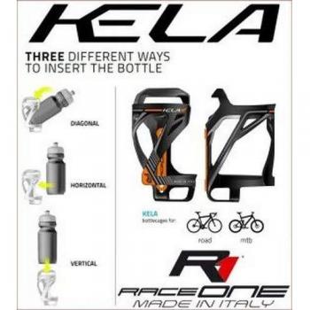 RaceOne Portabidón Kela Salida Lateral, Naranja, Unisex Adulto, Negro/Orange Fluo, Talla única