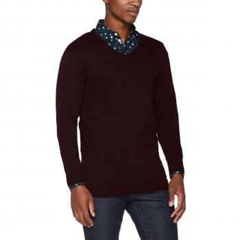 SELECTED HOMME Shdtower Cot/Silk V-Neck Noos, Suéter para Hombre, Rojo