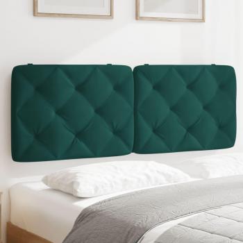 Cojín de Cabecero Acolchado Terciopelo Verde Oscuro 140 cm