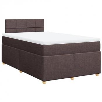 Cama box spring con colchón de tela marrón oscuro 120x190 cm