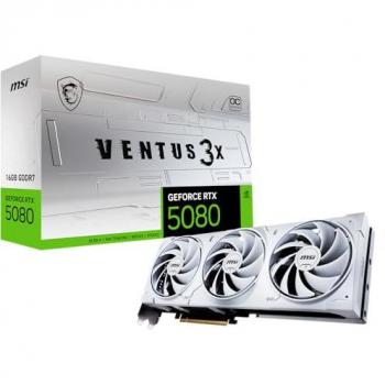 Tarjeta Gráfica MSI GeForce RTX 5080 Ventus 3X OC Blanca - 16GB GDDR7 - PCIe Gen 5