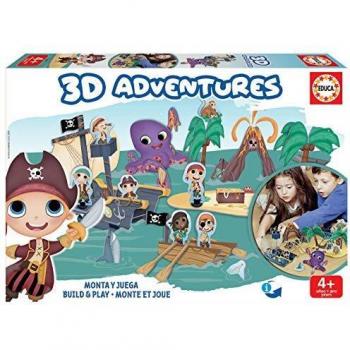 Educa Borrás-3D Adventures Playset, construye tu Universo 3D de Piratas, Juego Educativo para niños, a Partir de 4 años, Color variado