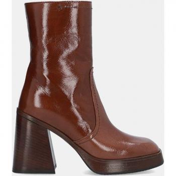 Alpe - Botas de mujer de piel vernice con suela antideslizante y cierre de cremallera; Alpe - Botines de mujer en charol con plataforma y tacón bloque