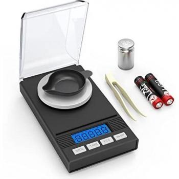 Báscula Precision 0.001g × 50g, Peso Miligramos Bascula, Digital Báscula de Alta Precisión, Escala de Bolsillo, Función de Tara, Báscula de Cocina con Mini Display LCD