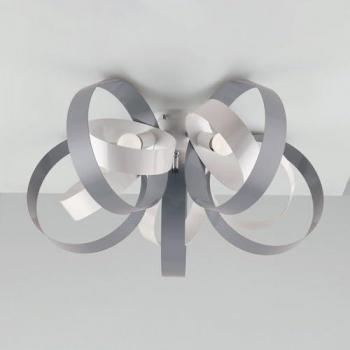 Lámpara de Techo Moderna de Hierro Blanco y Gris con 5 Luces, 58x h26 cm