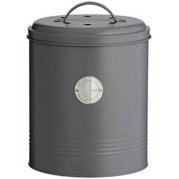 Typhoon Compost Caddy with Carbon Filters, Steel, 2.5 Litre, Grey, 84.5 Female oz/2.6 Quart