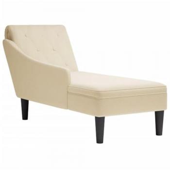 Tumbona con almohada y reposabrazo derecho tela crema