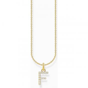 Thomas Sabo Gold Plated Letter F Pendant Necklace with Zirconia for Women