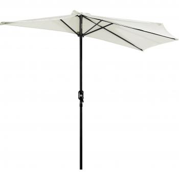 Outsunny Sombrilla Parasol de Jardín Semicircular con Manivela 269x138x236 cm Color Crema para Exterior Terraza Patio Piscina