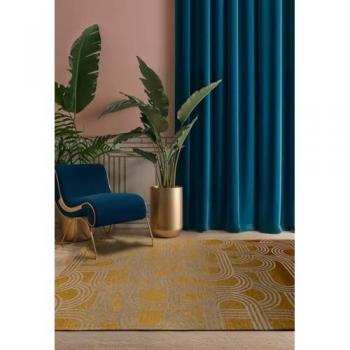 Alfombra moderna de tejido plano marrón 170x240 cm colección Disco Tarta de Miel