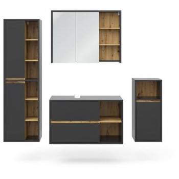 Conjunto de muebles de baño Viola, Antracita, 4 piezas