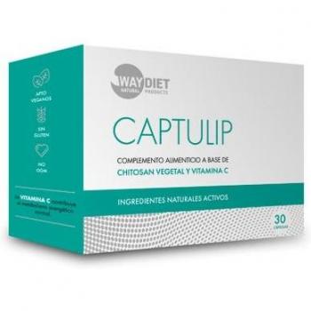 Way Diet Captulip 30 Cápsulas - Suplemento dietético que combina chitosán y vitamina C, formulado para ayudar en el control de peso y la reducción de grasa corporal, presentado en un envase de 30 cáps