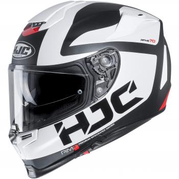 HJC NC Casco per Moto, Hombre, Negro/Blanco/Rojo, XL