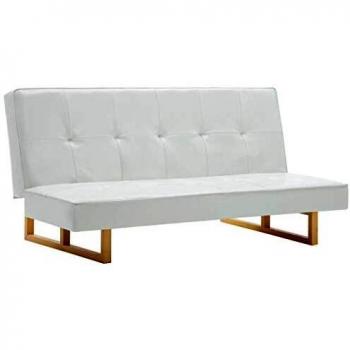 vidaXL Sofá Cama de Cuero Sintético Blanco Abatible Plegable Sillón Futón Sala