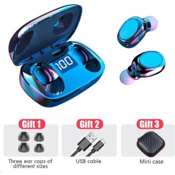 Auriculares TWS Bluetooth 5.1 Inalámbricos con Cancelación de Ruido, Estéreo 9D, Impermeables y Micrófono Doble
