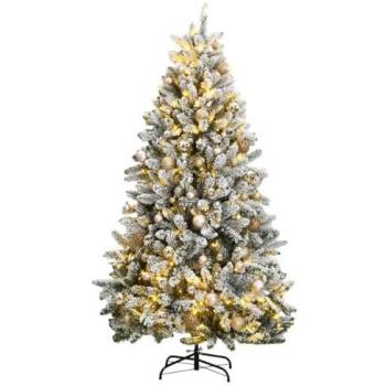vidaXL Artificial Hinged Christmas Tree 300 LEDs & Ball Set 210 cm