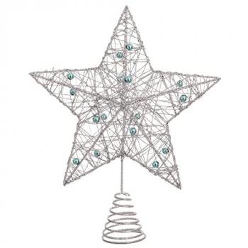 Estrella de Navidad con bolas de metal plateada 20x25 cm