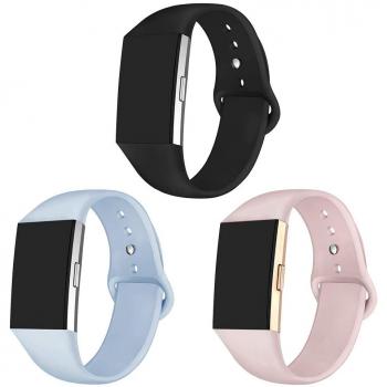 Oenfoto Correa Compatible Fit bit Charge 2, Pulsera de Silicona Suave Adjustable, Accesorios para Fit bit Charge 2 para Mujeres Hombres,Negro, Arena Rosa, Azul Claro, Pequeño