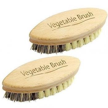 Cepillo vegetal de cerdas naturales con texto en inglés