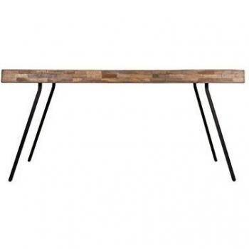 Mesa de comedor SURI 160 x 78 cm de teca reciclada y metal, diseño moderno
