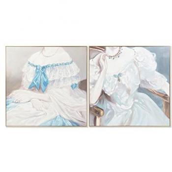 Cuadro DKD Home Decor Mujer Tradicional 102 x 4,5 x 102 cm (2 Unidades)