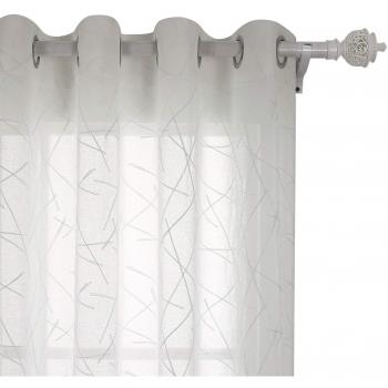 Deconovo Cortinas de Visillo para Habitacion Moderna Infantil con 8 Ollaos 2 Piezas 140 x 245 cm Hilos Beis