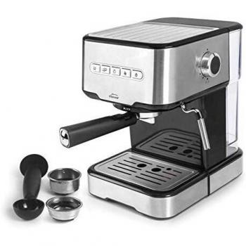 Lacor 69256 - Cafetera espresso con 2 salidas de café y función de calentar/espumar la leche, apta para café molido y cápsulas ESE, 21x26'5x30 cm